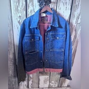 Wild and Leathal Trash W&LT Denim Jacket with Orange Trim Size Large